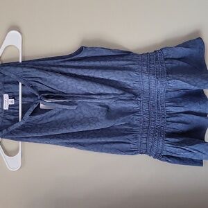 NEW Current Air Top Women’s Medium Peplum Blue Leopard Print
